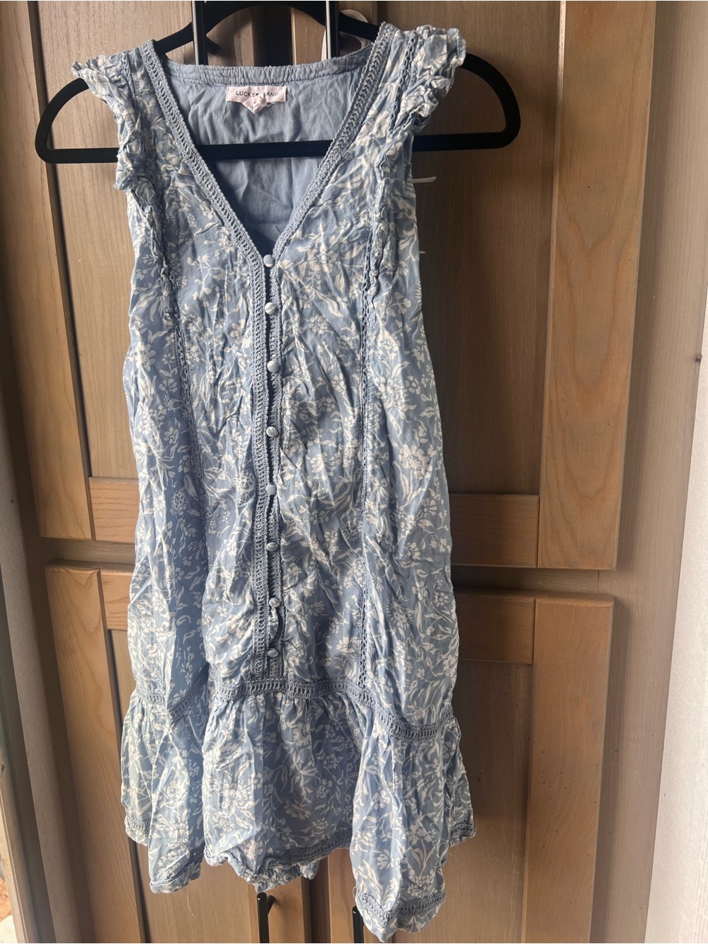 Lucky Brand Light Blue and White Floral Mini Dress Size XS